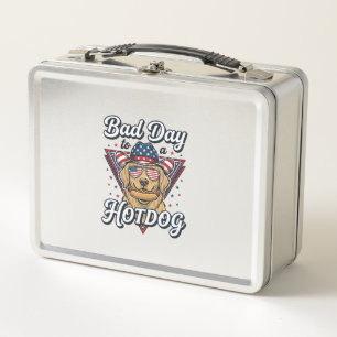 Lunch Box T-shirt vintage à hot-dog Retriever doré patriotiq