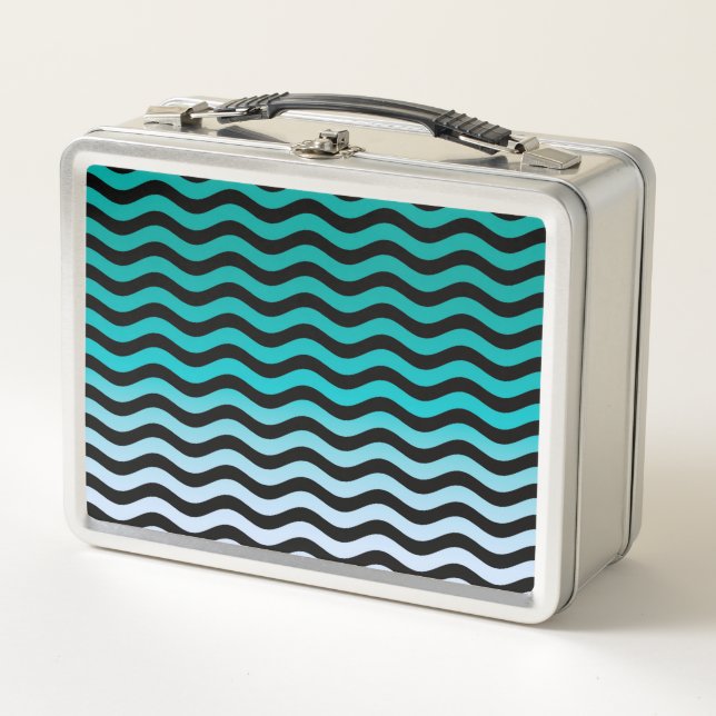Lunch Box Tailles turquoise ondulées (Devant)