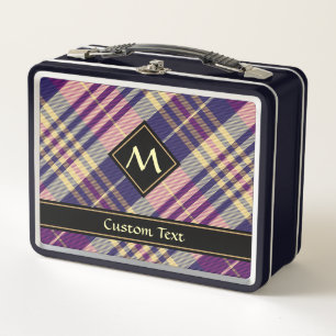 Lunch Box Tartan mauve, or et bleu