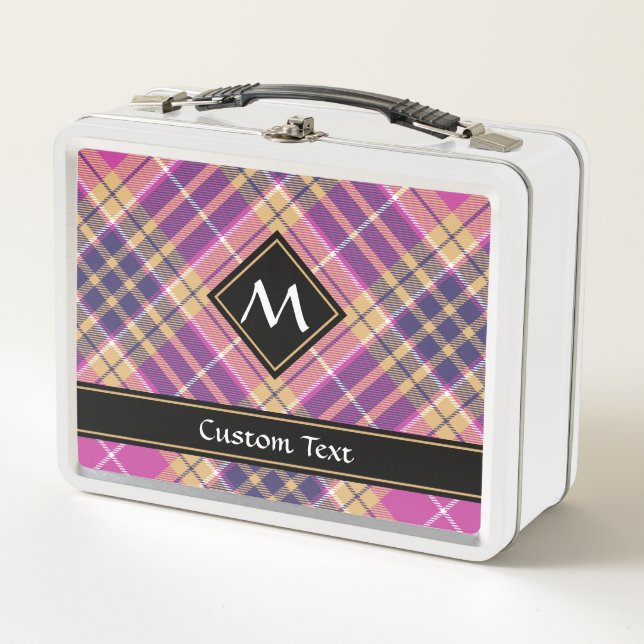 Lunch Box Tartan rose, or et bleu (Devant)