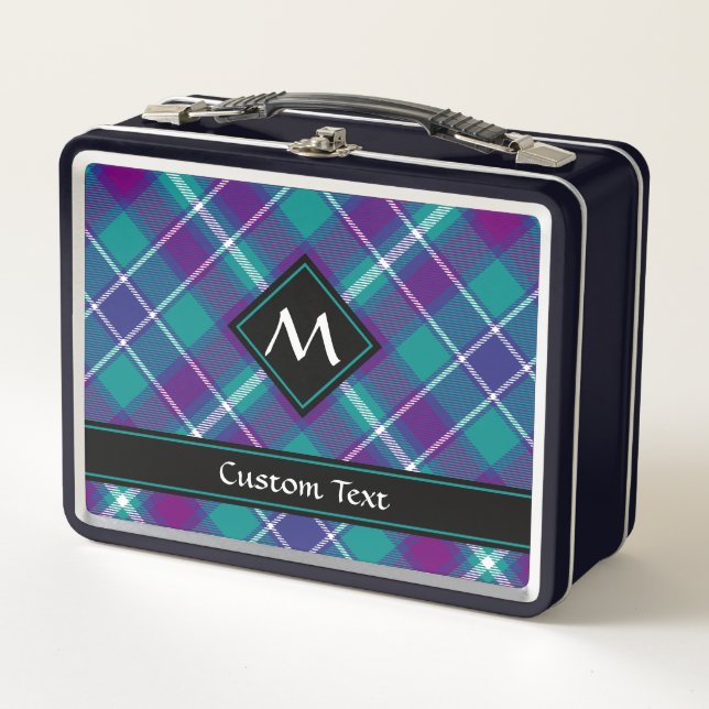 Lunch Box Tartan vert de mer, violet et bleu (Devant)