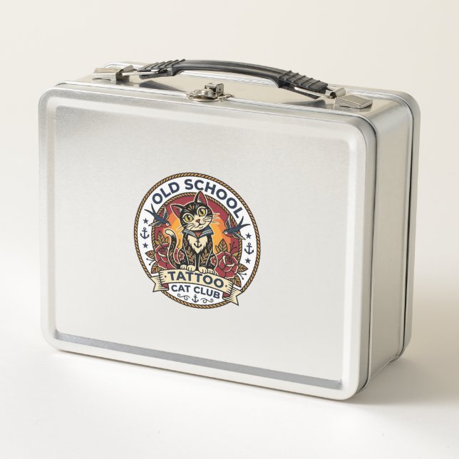 Lunch Box Tatouage École Ancienne Chat Mignon Design - École (Devant)