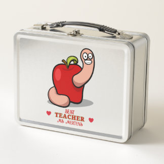 Lunch Box Teacher Appréciation Worm in Apple Ajouter un nom