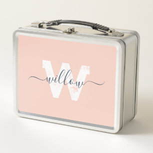 Lunch Box Tendance Blush Pink Script Typographie Monographie