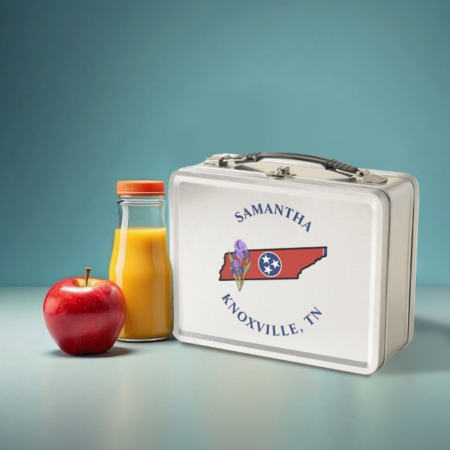 Lunch Box Tennessee Drapeau et Fleur pourpre Iris Texte pers (Créateur téléchargé)