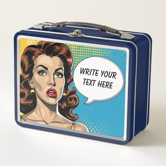 Lunch Box Texte personnalisé de la femme rétro (Devant)