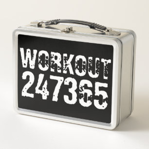 Lunch Box Texte usé et rayé Workout 247365 blanc