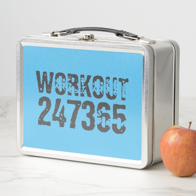 Lunch Box Texte usé et rayé Workout 247365 bleu (En situation)