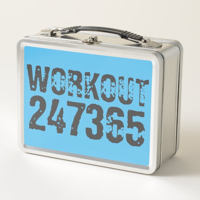 Lunch Box Texte usé et rayé Workout 247365 bleu (Devant)