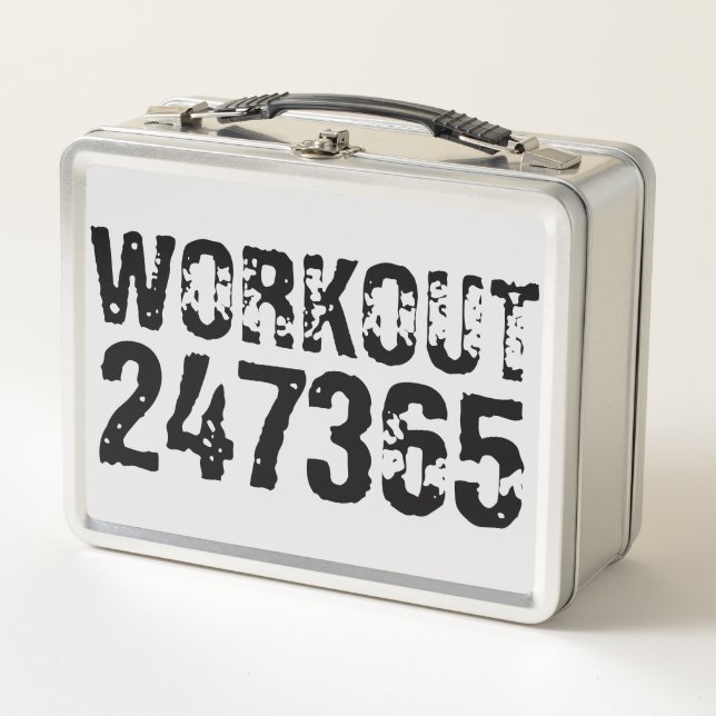 Lunch Box Texte usé et rayé Workout 247365 noir (Devant)