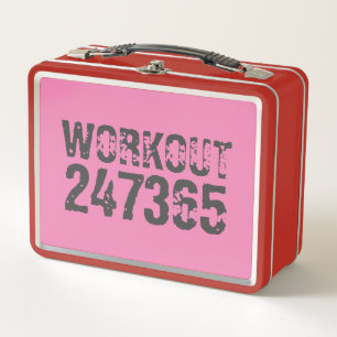Lunch Box Texte usé et rayé Workout 247365 rose