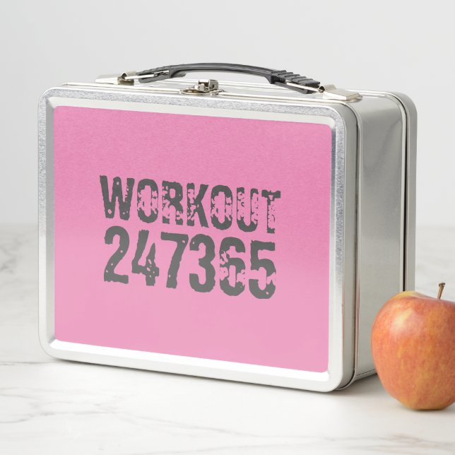 Lunch Box Texte usé et rayé Workout 247365 rose (En situation)
