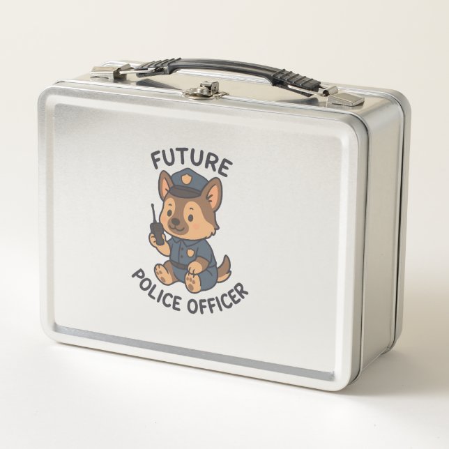 Lunch Box Thème de futur policier de chien mignon (Devant)