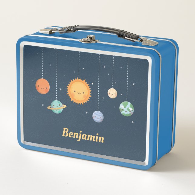 Lunch Box Thème spatial avec soleil et planètes mignons pour (Devant)
