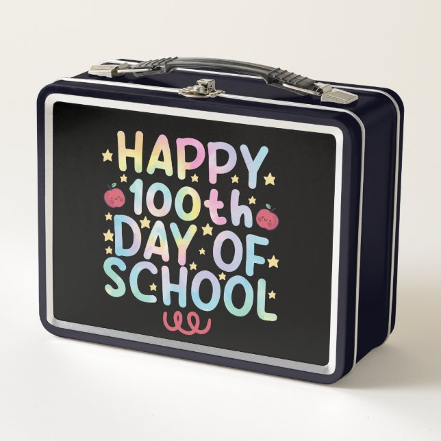 Lunch Box Tie Dye Happy 100e jour d'école Enseignant Élève  (Devant)