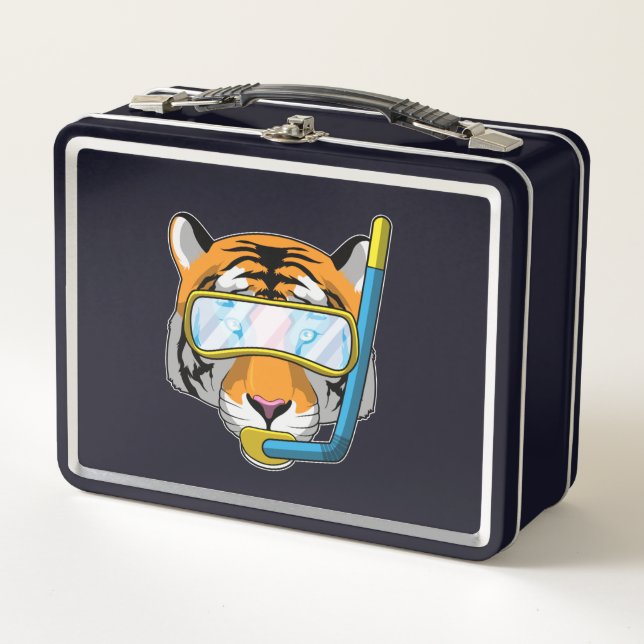 Lunch Box Tiger comme plongeur avec tuba (Devant)