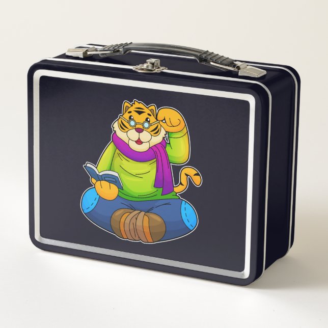 Lunch Box Tiger Nerd avec Livre (Devant)