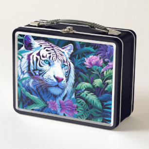 Lunch Box Tigre blanc en fleurs violettes