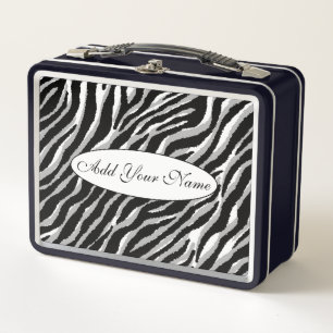 Lunch Box Tigre d'argent moderne Ajouter votre texte