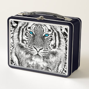 Lunch Box Tigre Gras Noir Et Bleu Des Yeux