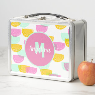 Lunch Box Timbres de pastèque brillant coloré Monogramme