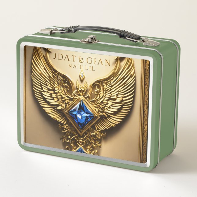 Lunch Box ### Titre : **Aigle royal : Lunchbo diamant et or (Devant)