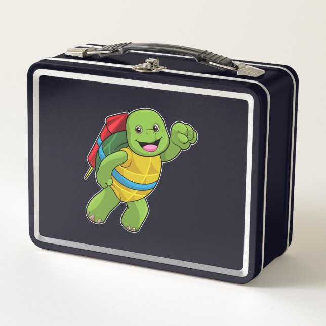 Lunch Box Tortue au volant avec fusée (Devant)