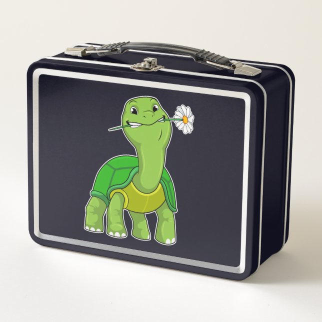 Lunch Box Tortue avec Fleur Marguerite (Devant)