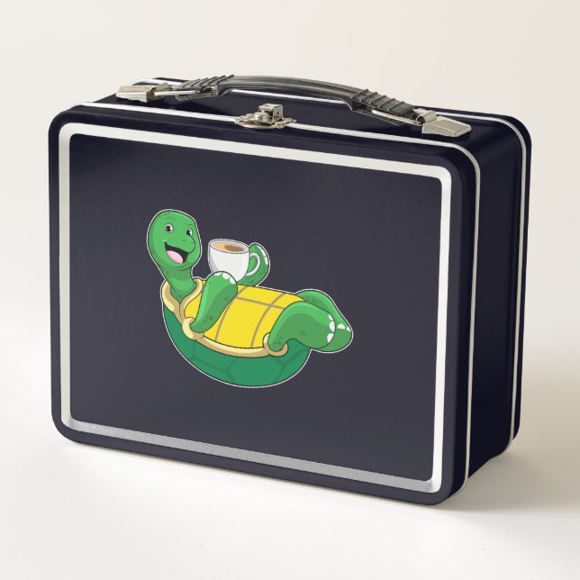 Lunch Box Tortue avec tasse de café (Devant)