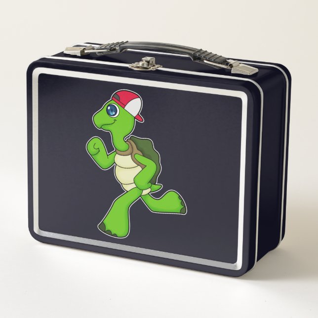 Lunch Box Tortue comme coureur avec Casquette (Devant)
