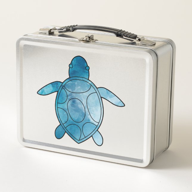 Lunch Box Tortue de mer aquarelle bleue (Devant)