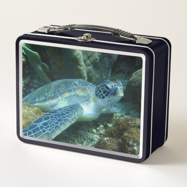 Lunch Box Tortue de mer sur la photo des fonds marins (Devant)