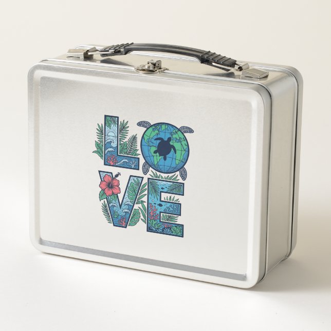 Lunch Box Tortue de mer Terre Tropical Amour (Devant)