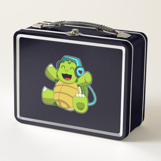 Lunch Box Tortue en musique avec casque (Devant)
