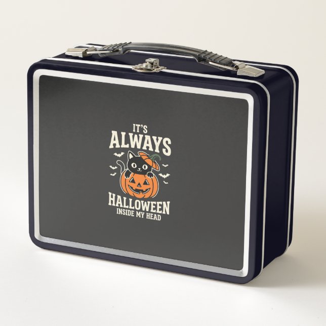 Lunch Box Toujours Halloween Chat Noir Design de Citrouille (Devant)