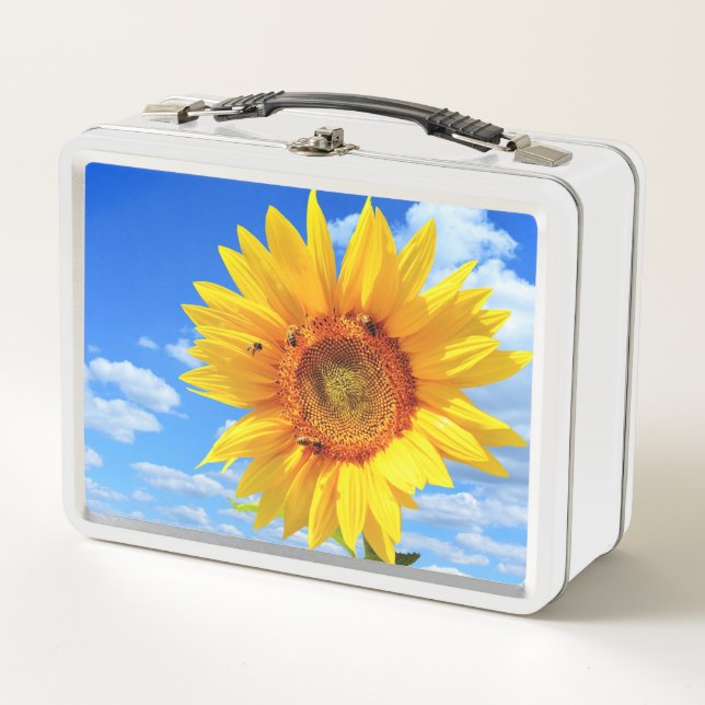 Lunch Box Tournesol jaune et abeilles sur le ciel bleu - Jou (Devant)