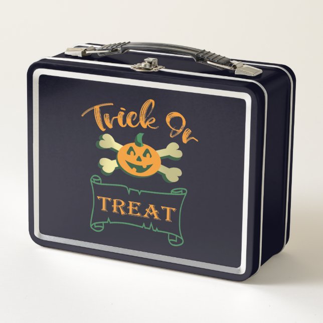 Lunch Box Tracer ou traiter les os croisés citrouille Hallow (Devant)