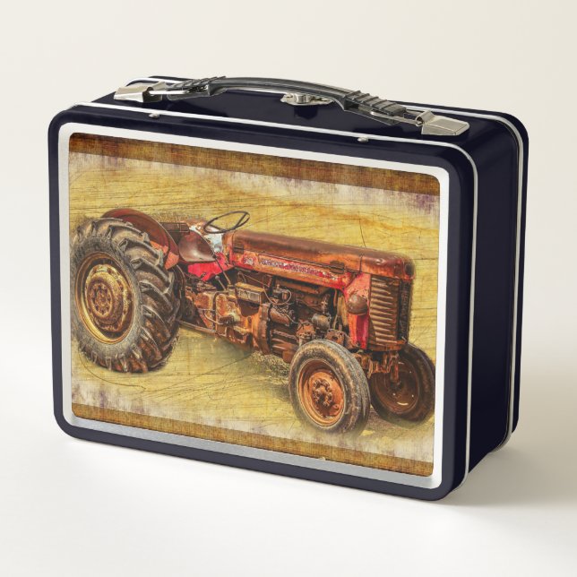 Lunch Box Tracteur rouge antique (Dos)