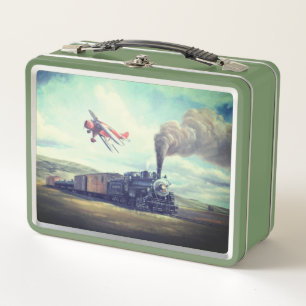 Lunch Box Train à vapeur vintage et avion