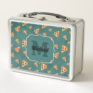 Lunch Box Tranches de pizza cool motif sarcelle vintage Mono