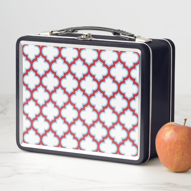 Lunch Box Trellis blanc et rouge, treillis, Quatrefoil (En situation)