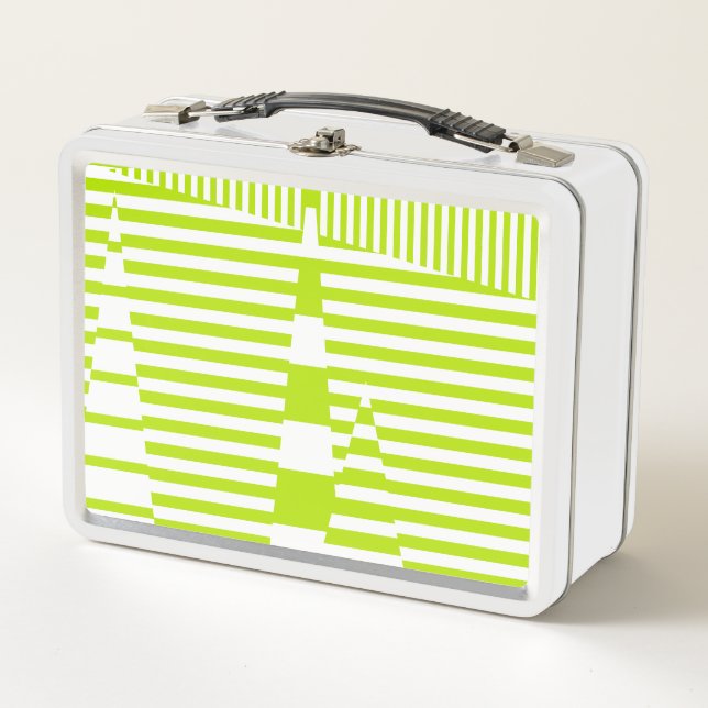 Lunch Box Triangle - Lime vert et blanc (Devant)