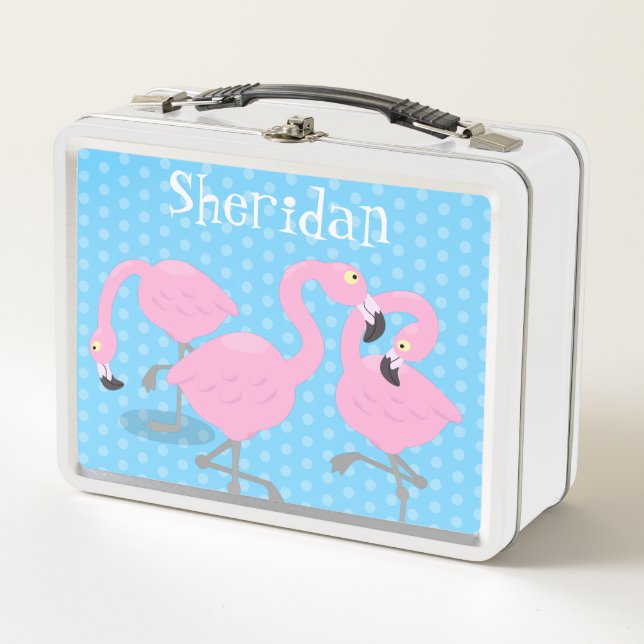 Lunch Box Trio de flamants roses mignons illustration de des (Devant)