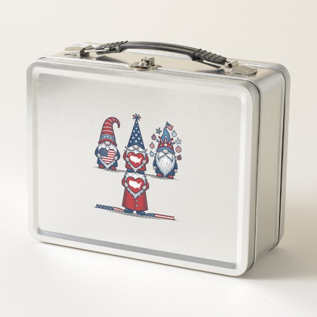 Lunch Box Trio de gnomes patriotiques dessin vectoriel vinta (Devant)