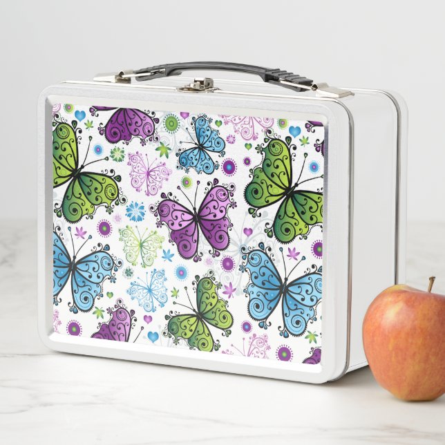 Lunch Box Trippy Hippy Butterfly Retro (En situation)
