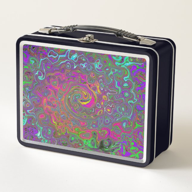 Lunch Box Trippy Hot rose Abstrait Retro Liquid Swirl (Devant)