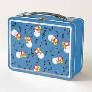Lunch Box Trombone Snowman Music Notes Motif