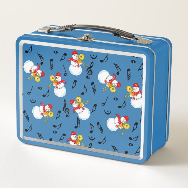 Lunch Box Trombone Snowman Music Notes Motif (Devant)