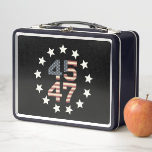 Lunch Box Trump 45 47 Étoiles Vintage USA American Drapeau