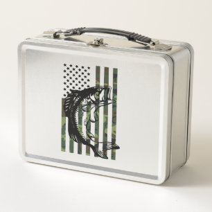 Lunch Box Tshirt de pêche Camouflage USA Drapeau pour Bass F
